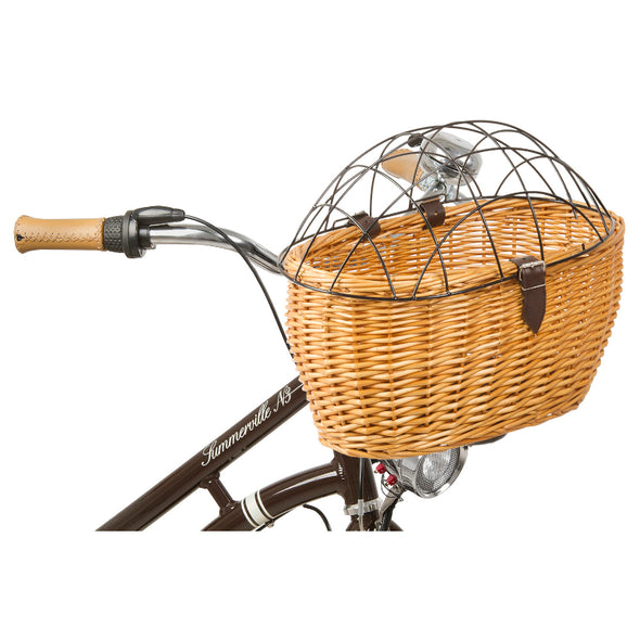 M-Wave Wicker Pet Basket with Cover - Front Angle
