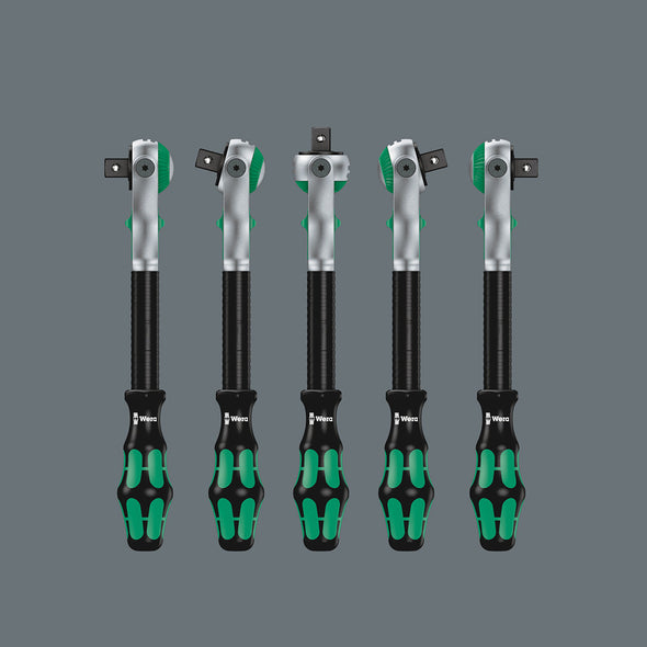 The ratchet head pivots freely and can be locked into any defined position by using the slide switch that is positioned on either side. It is even possible to work in very confined and difficult-to-access areas with enhanced hand clearance. The prede