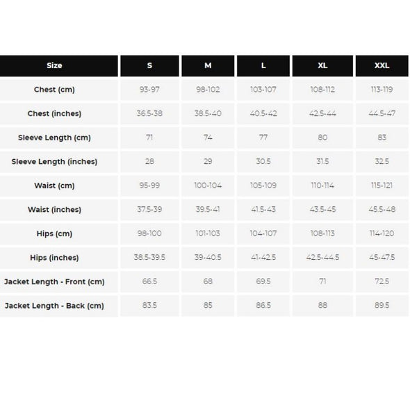 Reflect360 Platinum Jacket Men's Sizing Guide